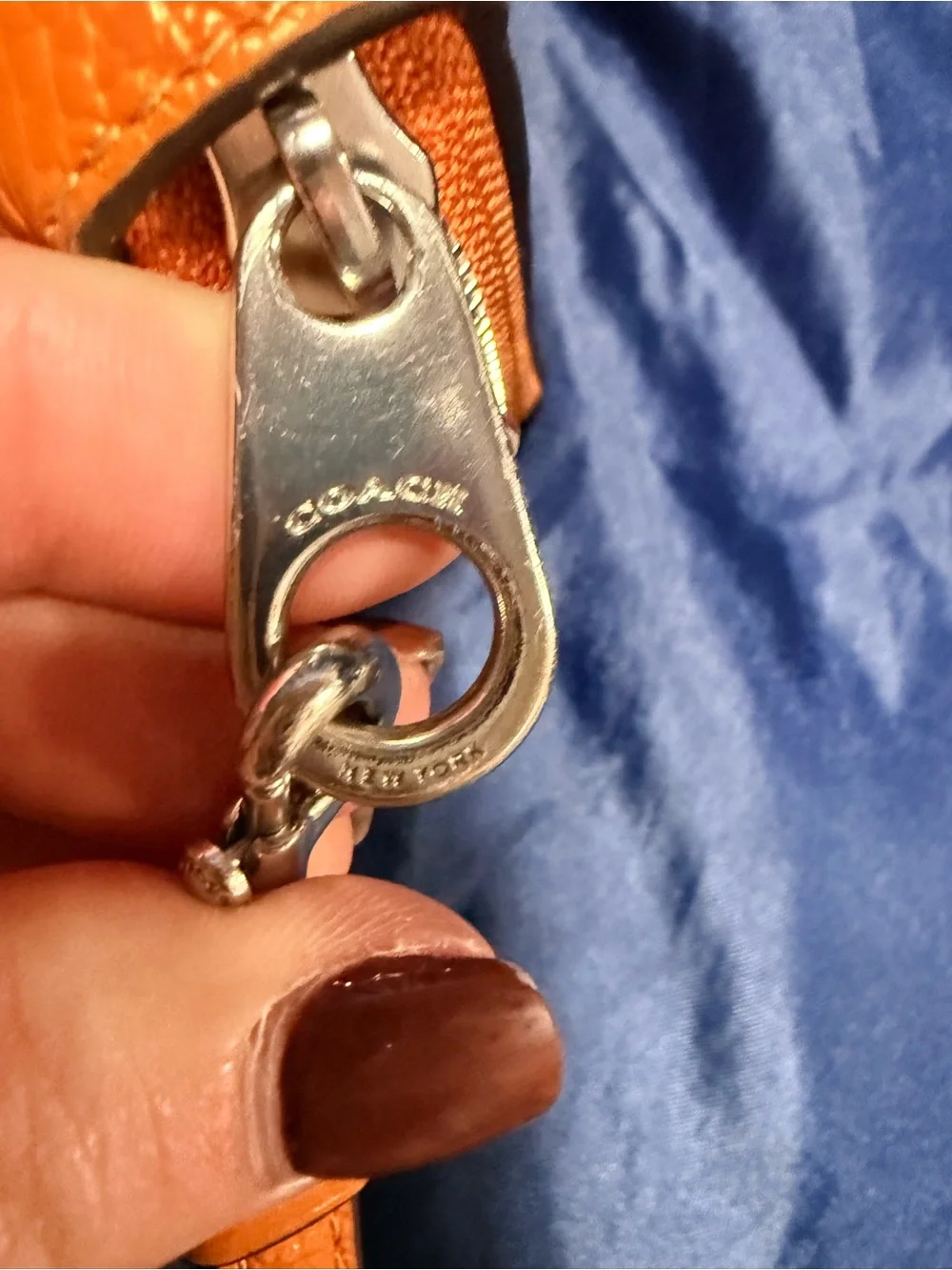 COACH Pebbled Zip Wallet in Tan Brown
